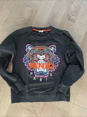 Kenzo Kids Black Sweatshirt with Multicolor Tiger Patch